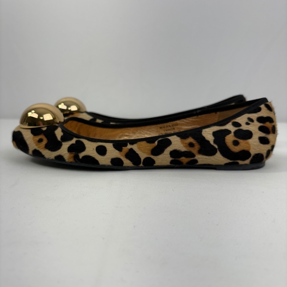 Kate Spade Helen Too Leopard Calf Hair Bauble Ballet Flats Round Toe Shoes 8